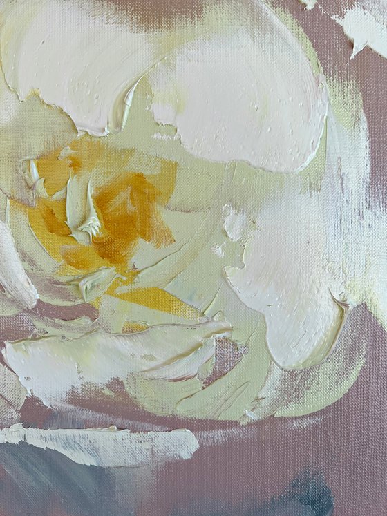 Creamy dreams 3 - yellow flowers, gentle peony, abstract flowers set