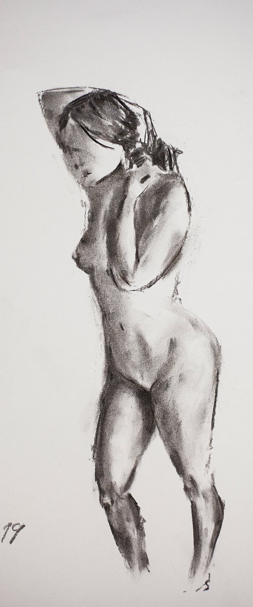 Nude in charcoal. 8. Black and white minimalistic female girl beauty body positive by Sasha Romm