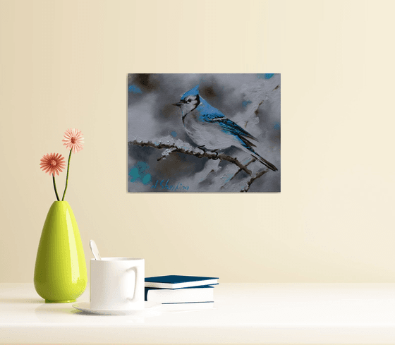 Blue Jay. Original painting oil on canvas