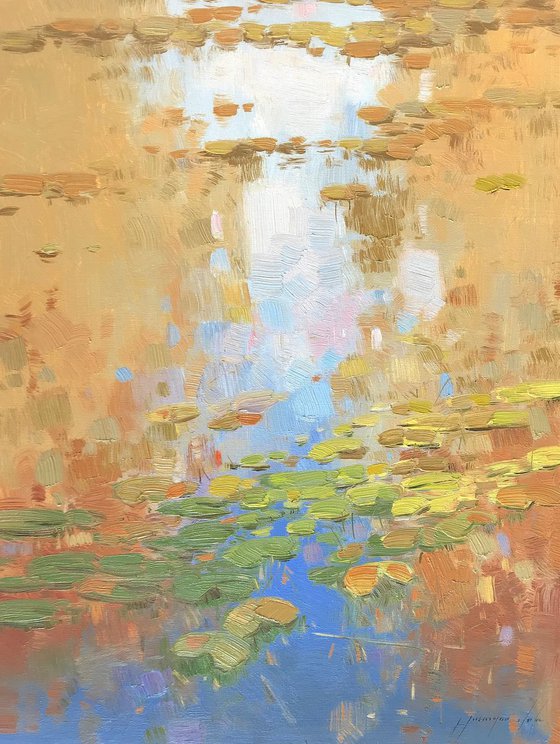 Waterlilies, Original oil Painting, Impressionism, Handmade artwork, One of a Kind