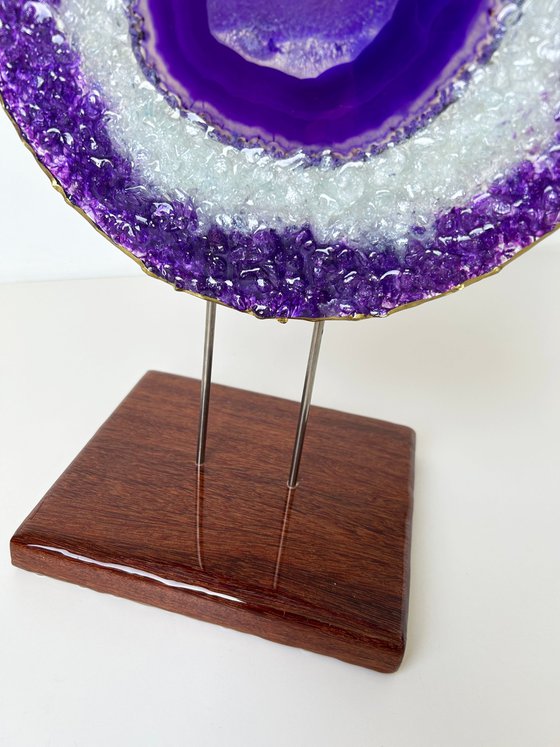 Amethyst framed in a glass circle