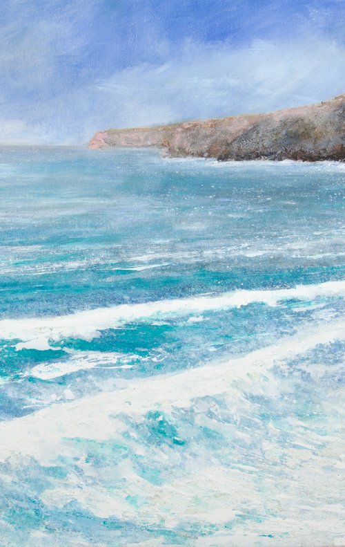 Ocean Waves Roll In : 61x91cm by Chris Bourne