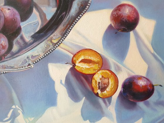 "Honey plums. "  still life summer liGHt original painting  GIFT (2020)