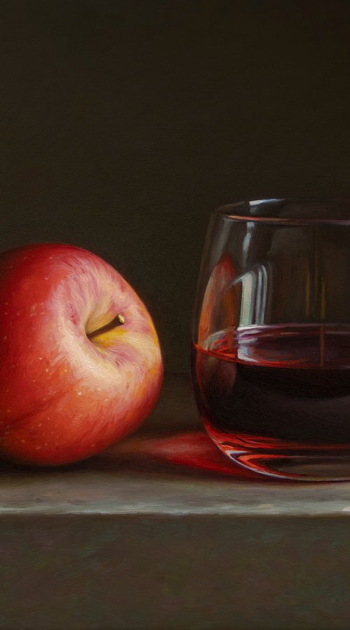 Apple with a glass by Albert Kechyan