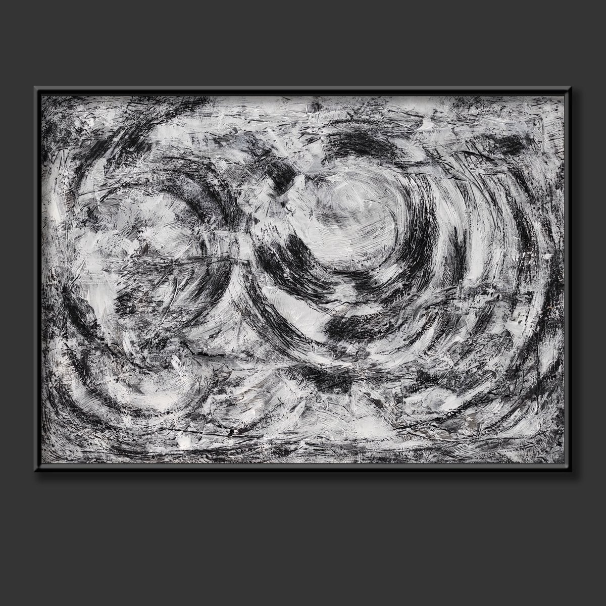 Black and white textured abstraction Black helix by Maria Svetlakova