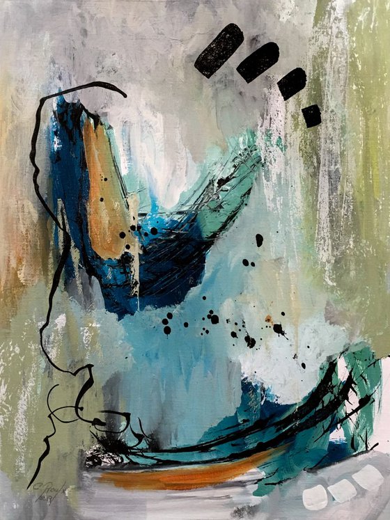 Après tout - Original abstract acrylic painting on paper - One of a kind