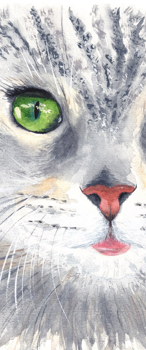 Being Extra Cute. Original Cat painting by Katerina Koroleva