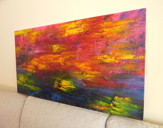 Alive - 101x56 cm, LARGE XL, Original abstract painting, oil on canvas