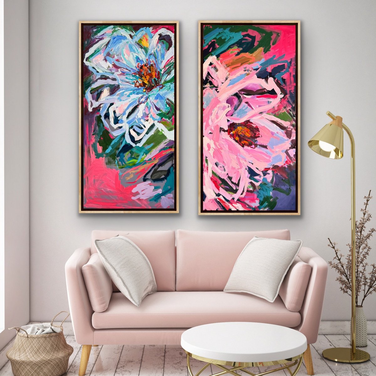 Expressive Botanical Painting By Julia Borg, 47 X 47", "My Love Is Your Love", Original Artwork