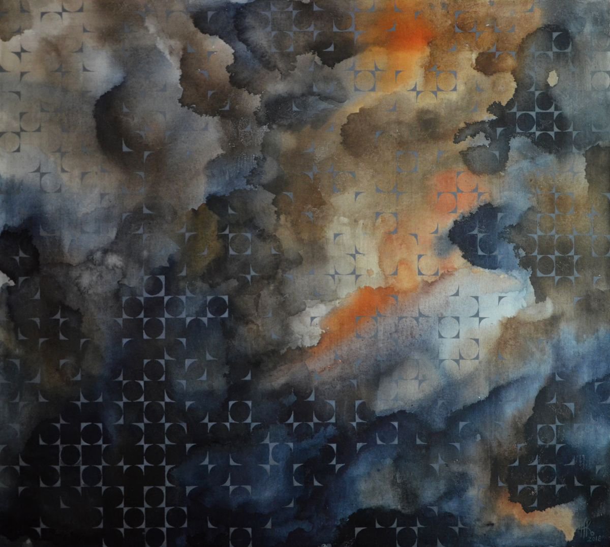 Abstract Painting By Zhanna Kondratenko, 35 X 31", Contemplation, Original Artwork