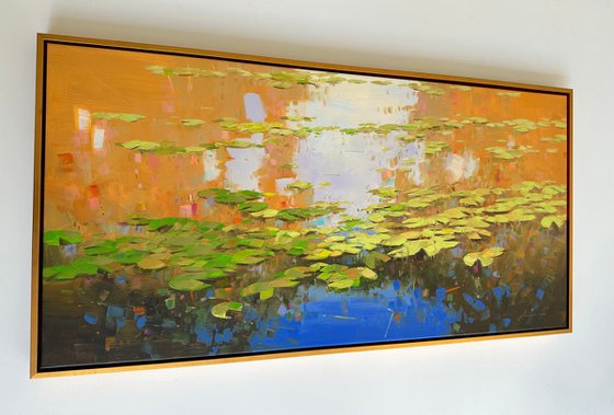 Waterlilies, Original Oil painting, Handmade artwork, One of a kind