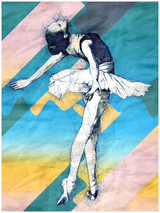 Ballerina In The Sun - Pop Art Modern Poster Stylised Art