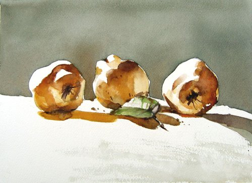 still life with quinces by Goran Žigolić Watercolors