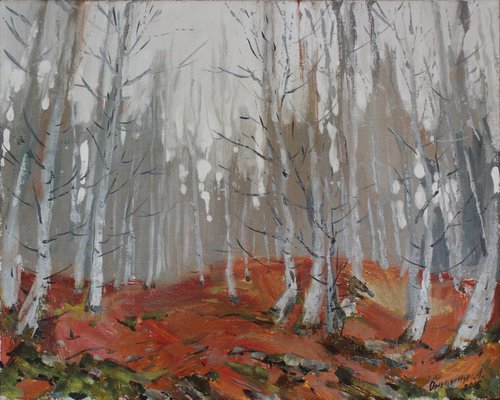 Autumn forest beech trees by Alisa Onipchenko-Cherniakovska
