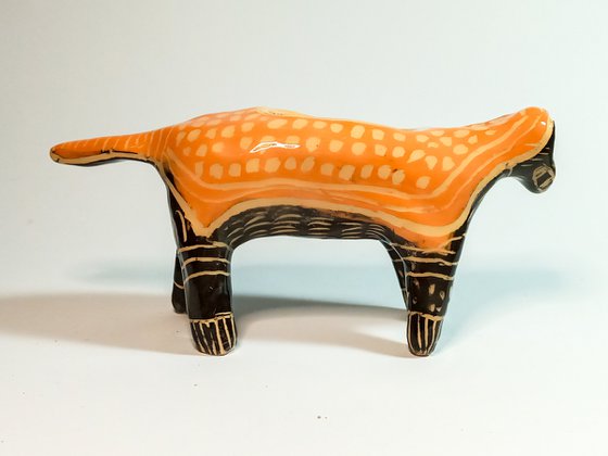 Ceramic sculpture Tiger 15x9x5 cm