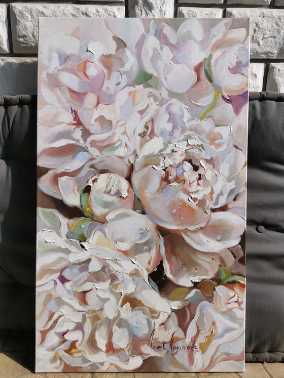 Floral Canvas, Peonies Original Art