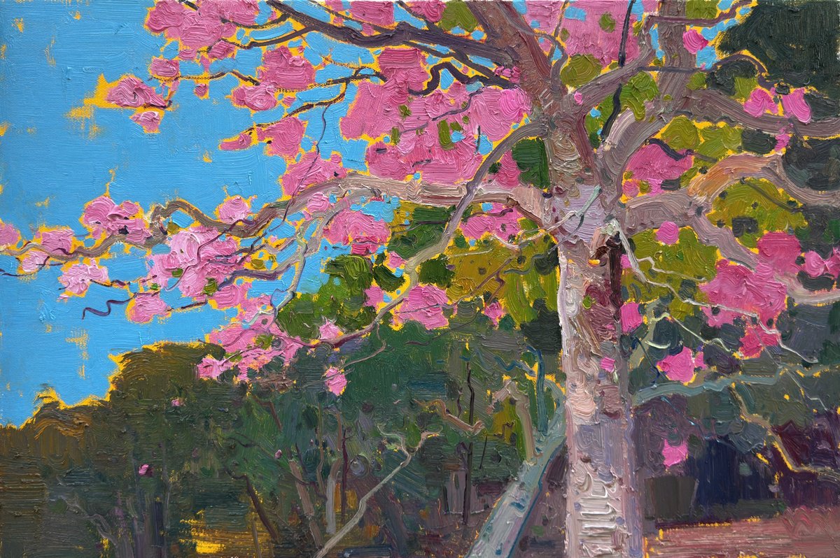 Impressionistic Landscape Oil Painting By Jianzhe Chon, 35 X 24, Preparation For Spring 236, Original Artwork