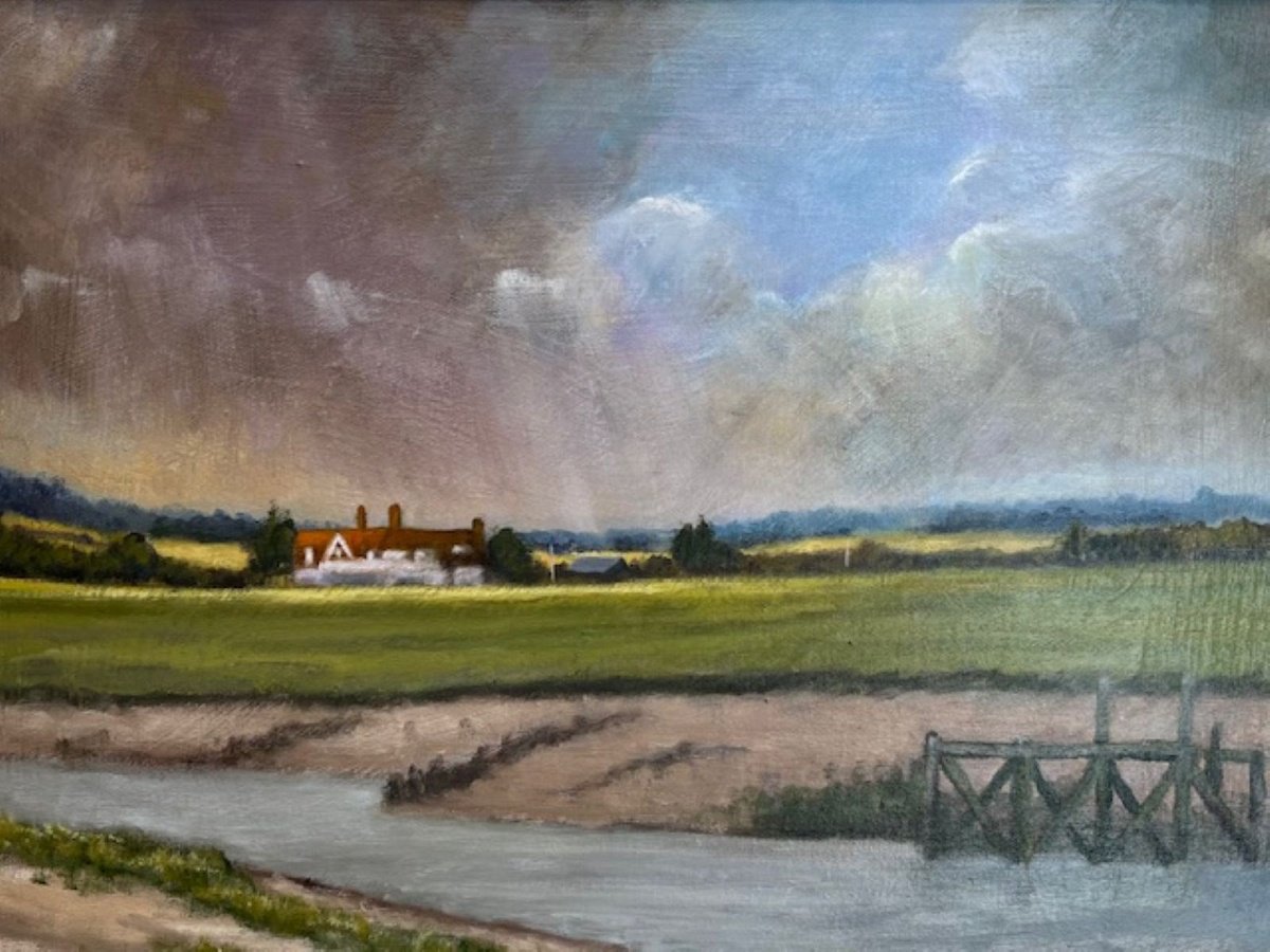 Illustrative Oil Painting , River Rother Rye - After The Storm By Gary Obee, 19 X 15, Artwork For Sale On Artfinder