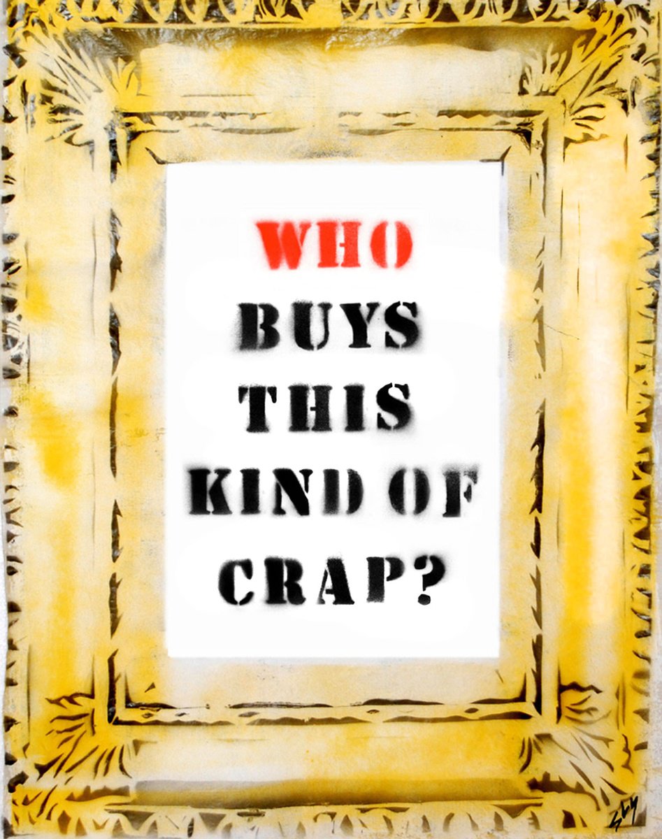 Urban And Pop Abstract Painting By Juan Sly, 23 X 30", Crap (On An Urbox)., Original Artwork