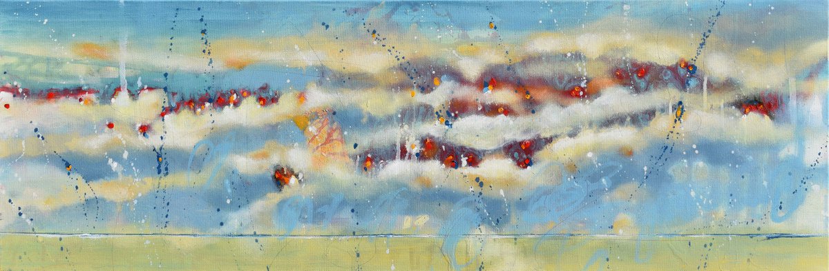 How Far Can You Dream? - Abstract art - 12 x 36 IN / 30 x 91 CM - Abstract Oil Painting on... by Cynthia Ligeros