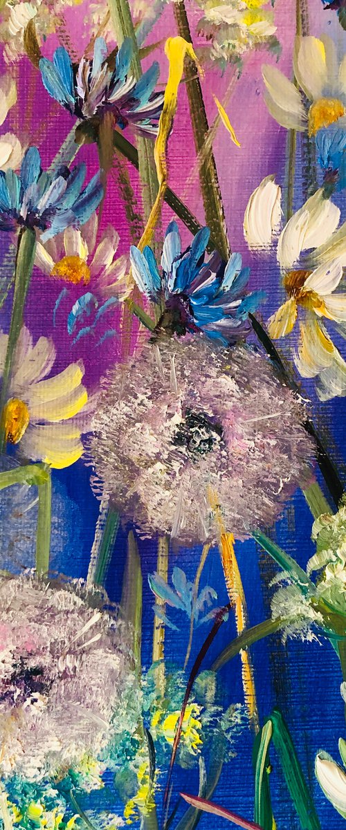 MYSTERIOUS GROVE - Garden. Wildflowers. Spring. Twilight. Fairy tale. Daisies. Very Peri. by Marina Skromova