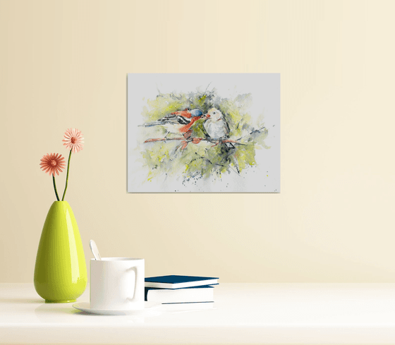 Chaffinch painting, Bird watercolour, Original Watercolour Bird painting, Fathers day gift