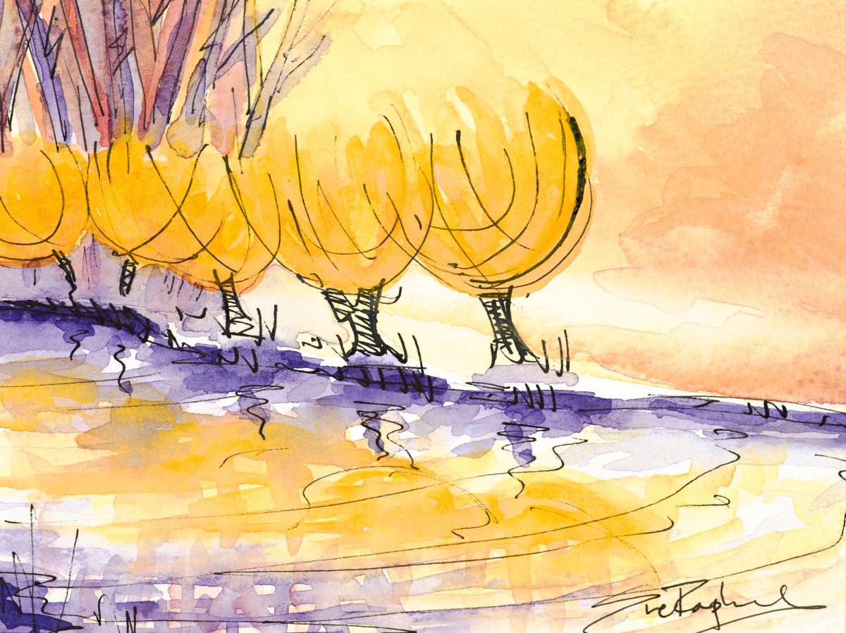 Golden River Trees II by Sue Rapley