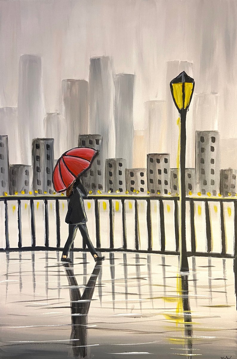 Red City Umbrella 2 by Aisha Haider
