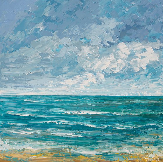 Serene Ocean - Palette knife seascape painting