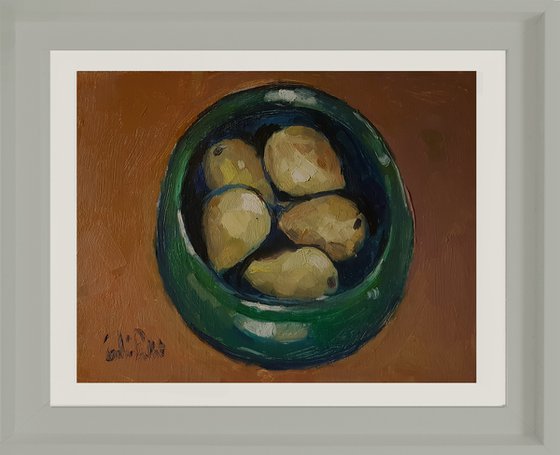 Five Pears in Green Bowl