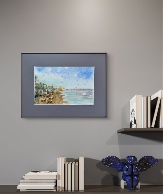 Etude Seascape with seagulls