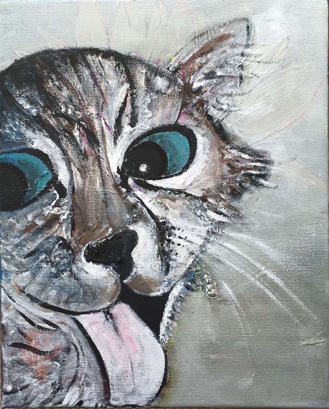 Cat portrait acrylic painting retailer on canvas