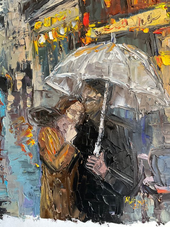 Date in Paris. Umbrella.