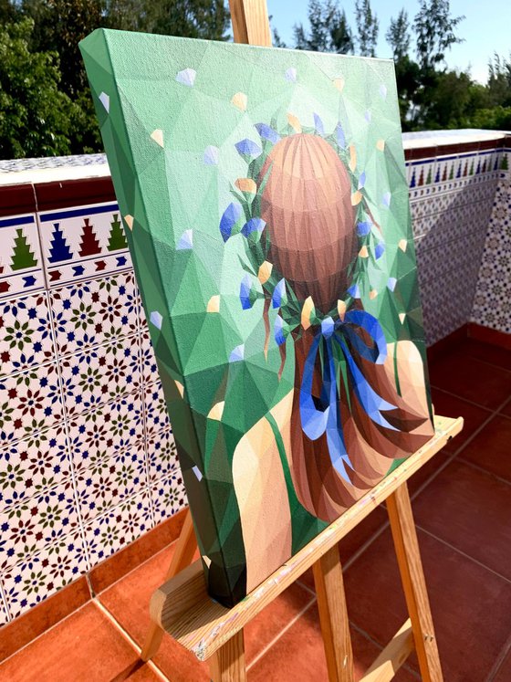 GIRL WITH FLORAL WREATH IN A FLOWER FIELD