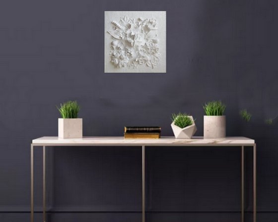 sculptural wall art "Flower arrangement with a rose"