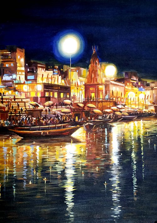 Evening Ghat at Varanasi by Samiran Sarkar