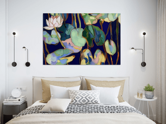 Water Lilies in Midnight Blue #2