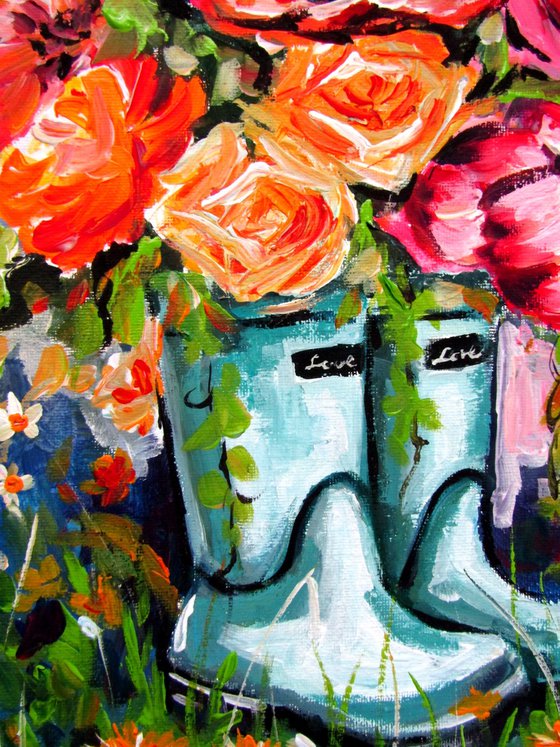 Flowers with rubber boots