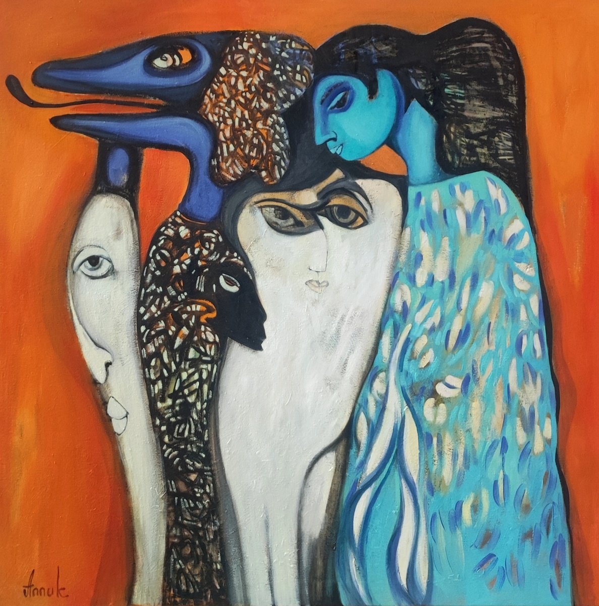 Expressive Abstract Oil Painting By Anna Soghomonyan, 39 X 39, Incarnations, Original Artwork