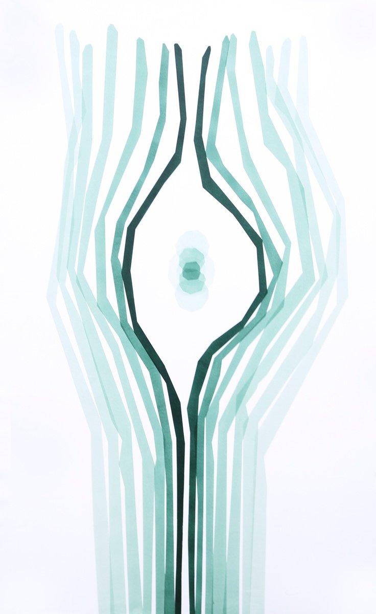 Abstract Acrylic Painting By Catia Goffinet, 34 X 59, The Force That Generates Force, Original Artwork