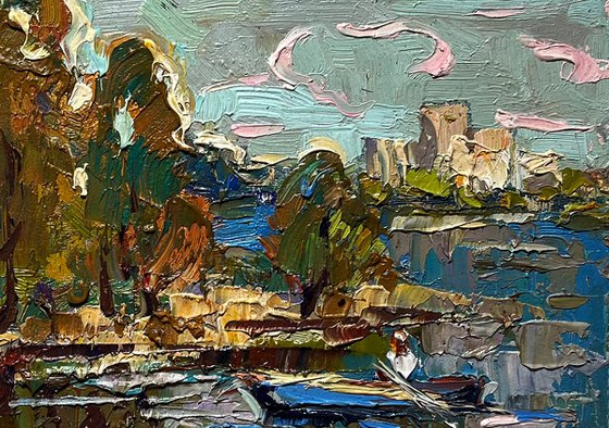 Outside the city by boat