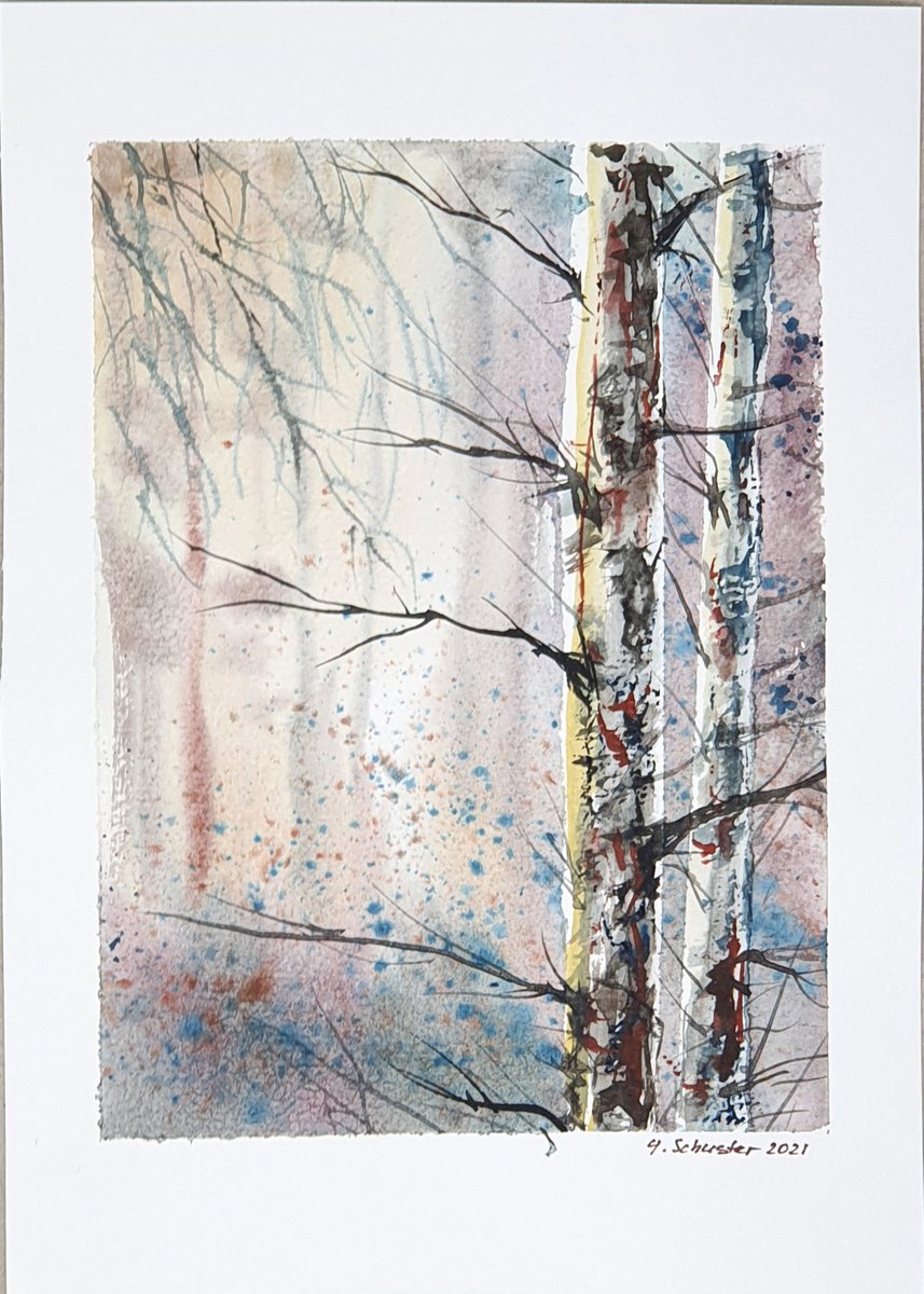 12/20 ORIGINAL WATERCOLOR painting. Trees series by Yulia Schuster