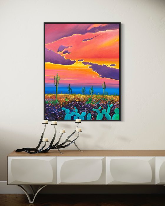 Warm sunset in desert