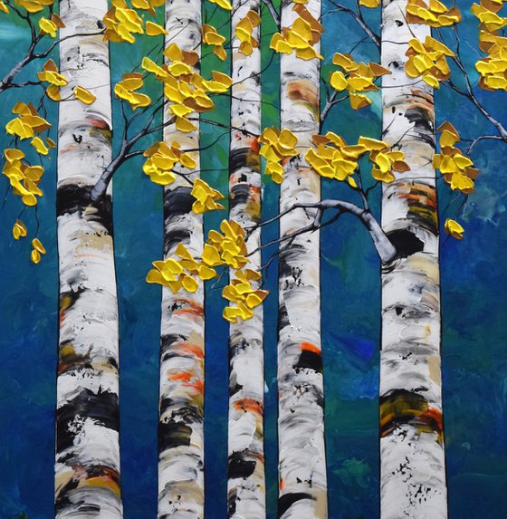 Forest - Birch Forest Painting 48" x 36"
