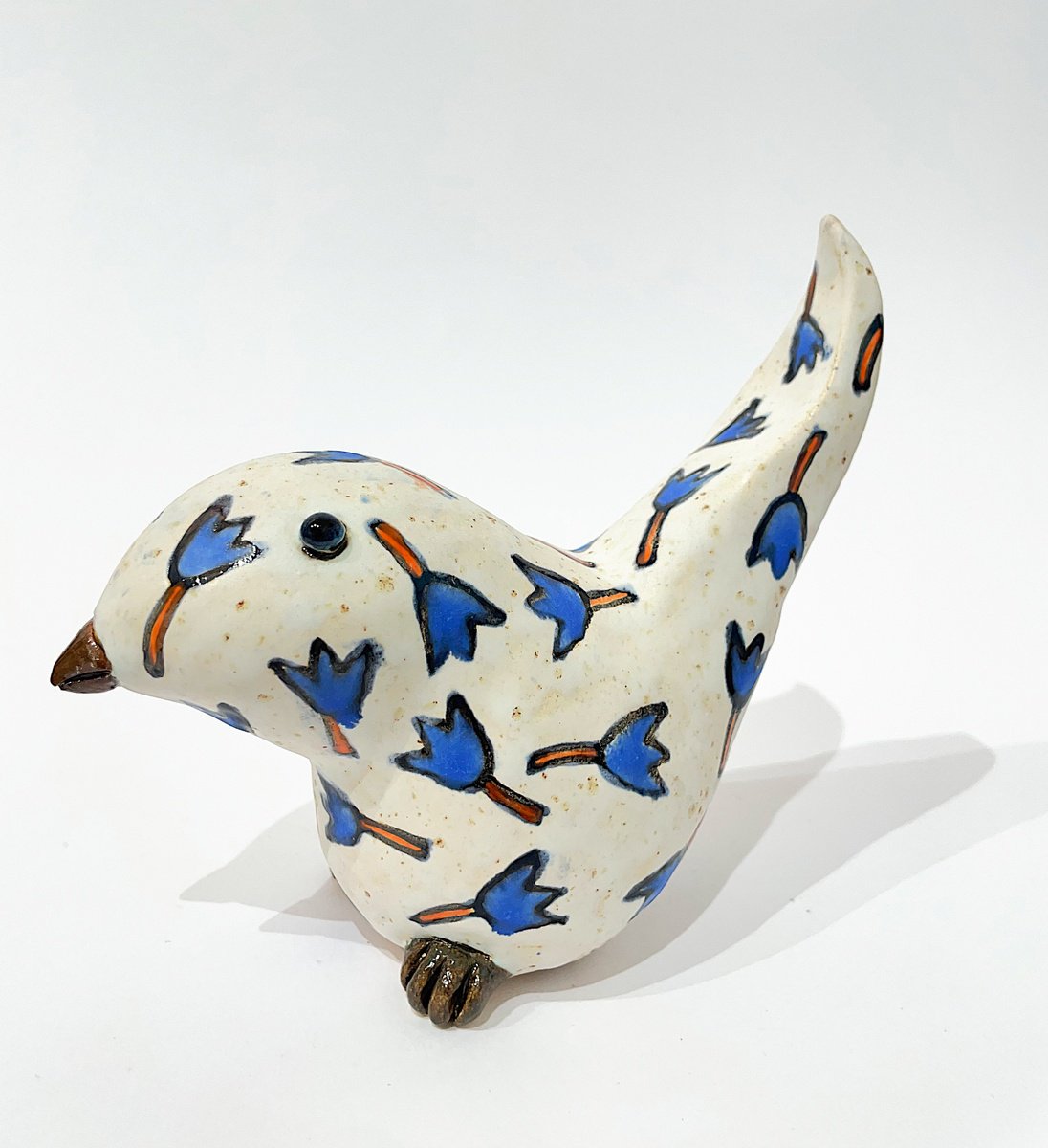 Cartoon Animal Clay Sculpture By Viktor Zuk, 7 X 6", Morning With Sweet Bird, Original Artwork