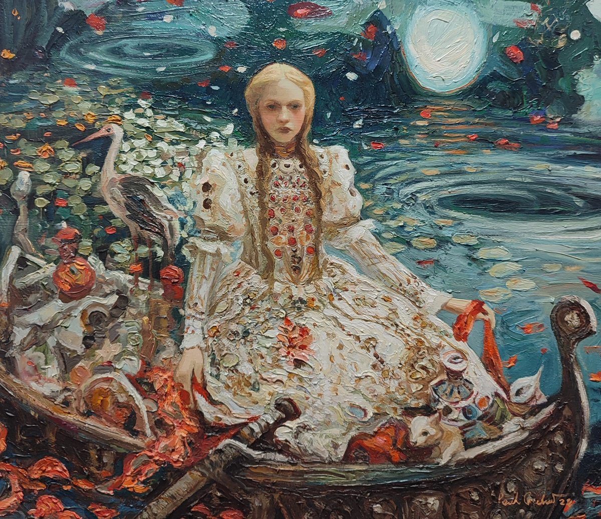 Surrealistic Portrait Oil Painting By Pavel Guliaev, 28 X 24", Whirlpools, Original Artwork