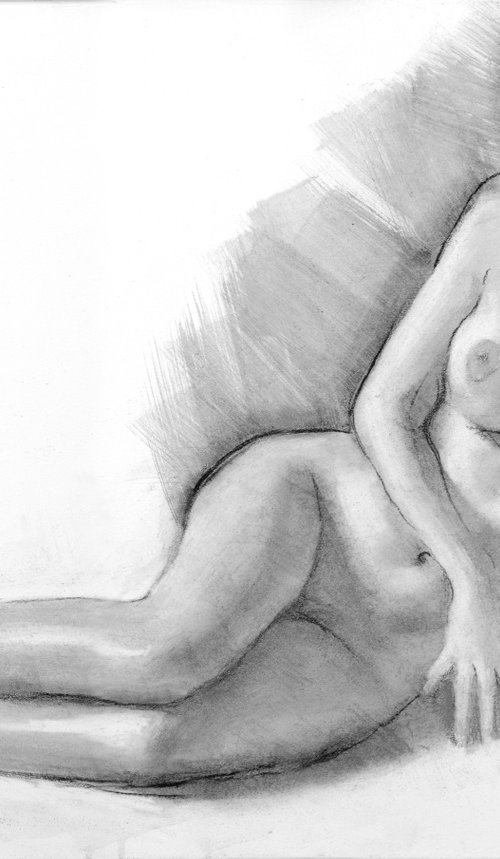 Charcoal drawing on paper "Nude" by Eugene Segal