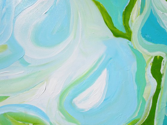 OCEAN SONG. Abstract Blue, Teal, Green Acrylic Coastal Art