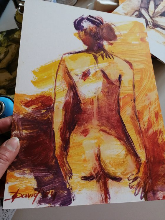 Nude-study female oil on paper