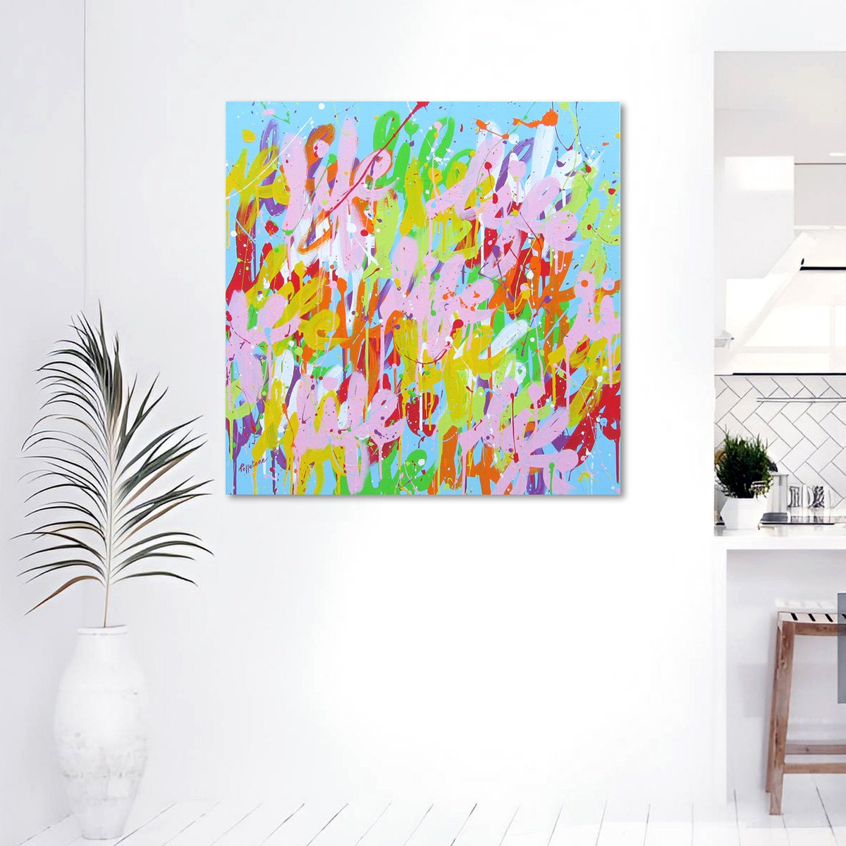 Urban And Pop Acrylic Painting , Blue Life By Isabelle Pelletane, 31 X 31, Artwork For Sale On Artfinder